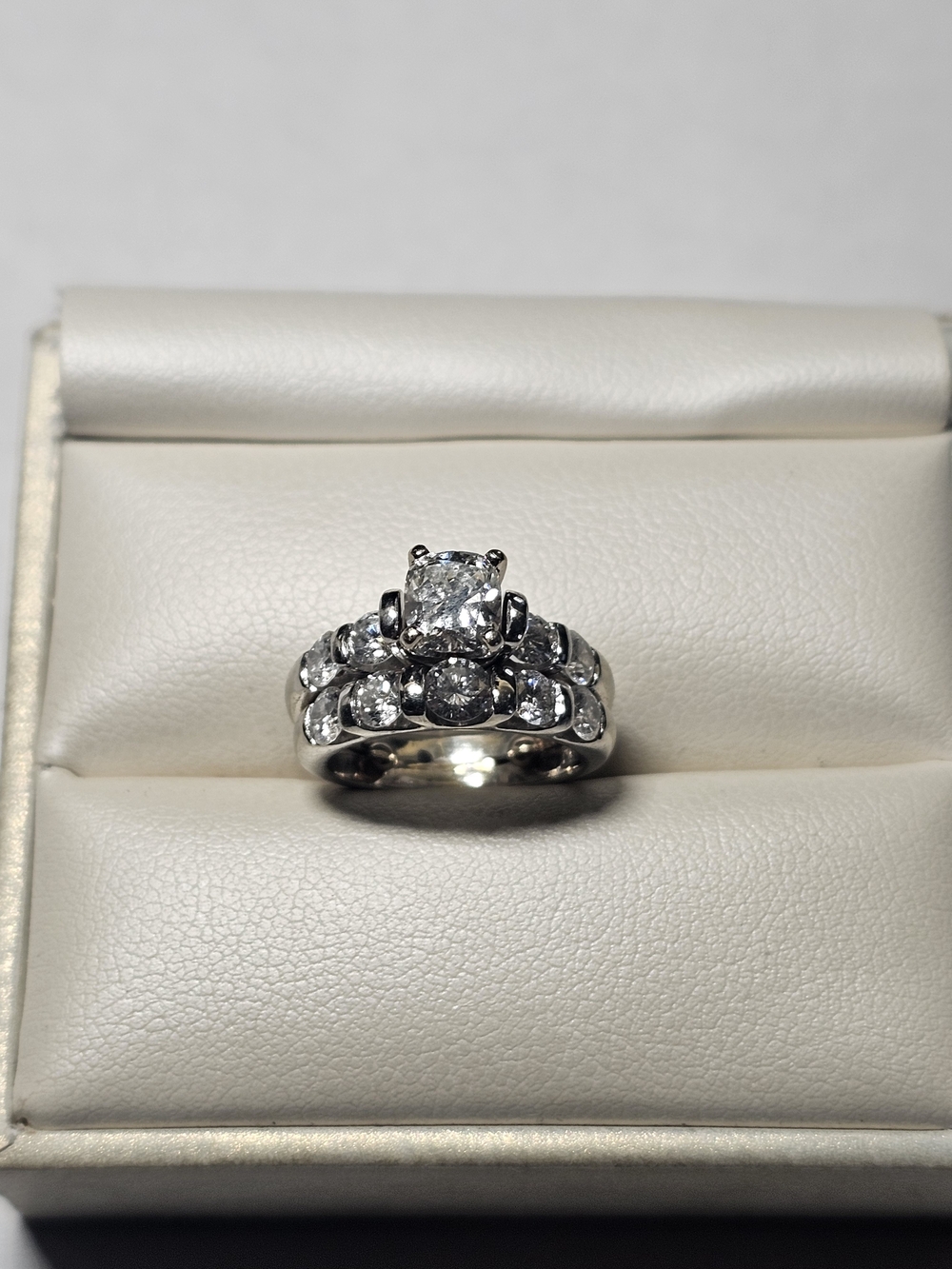 14k White Gold Natural Diamond Bridal Ring Set - 3ct